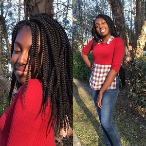 Preppy red plaid shirt.